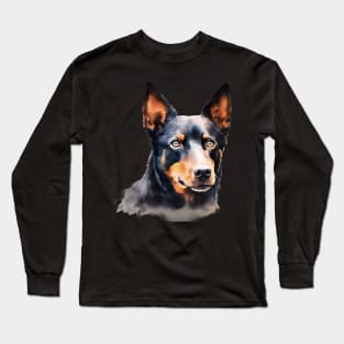 Watercolor Australian Kelpie Face Long Sleeve T-Shirt